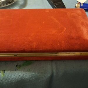 Elegant Red Velvet Clutch with Gold Accent